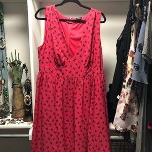 TORRID PINK WITH BLACK BUTTERFLY SKATER DRESS